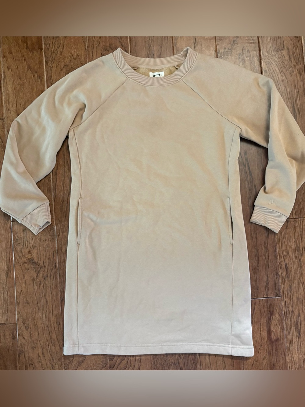 Pact Courtside Women's Sweatshirt Dress Camel Organic Fleece‎ Preppy MEDIUM